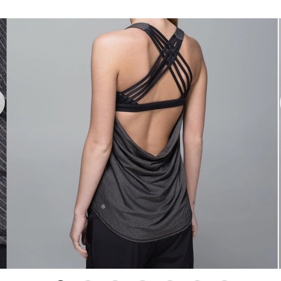 lululemon athletica Tops - Lululemon Wild Tank Top Strappy Open Back Heathered Gray Black Size 2